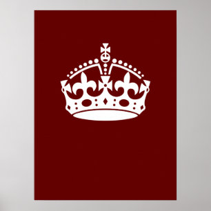 Poster Classic Keep Calm Crown sur Bourgogne Rouge