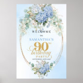 Poster Classic Light Blue Eucalyptus 90 Birthday Welcome (Devant)