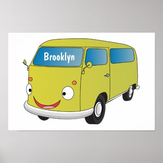 Poster Classic lime green van cartoon (Devant)