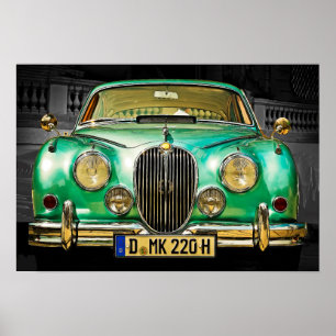 Poster Classic Metallic Green Jaguar Sedan