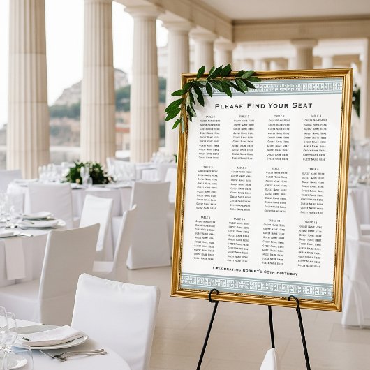 Poster Classic Party Seating Plan 12 Tables Signer gris