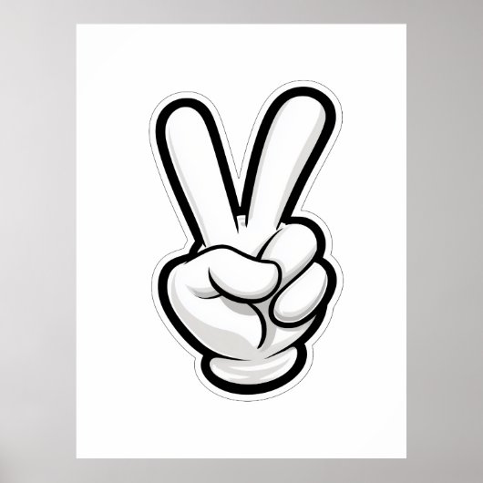 Poster Classic Peace Hand Symbol Icon (Devant)