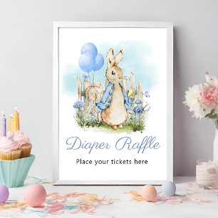 Poster Classic Peter Rabbit Baby shower Déchets Raffle