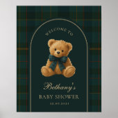 Poster Classic Polo Check Teddy Bear Baby Shower Welcome (Devant)