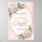 Poster Classic Rose Gold Floral Eucalyptus Bridal Shower (Devant)