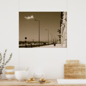 Poster Classic rue de ville noire et blanche à Lisbonne (Cuisine)