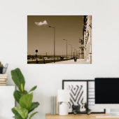 Poster Classic rue de ville noire et blanche à Lisbonne (Bureau à domicile)