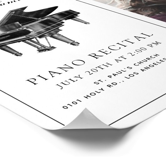 Poster Classic Simple White Piano Considérant Photo Poste (Coin)