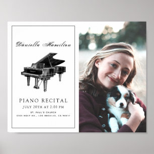 Poster Classic Simple White Piano Considérant Photo Poste
