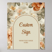 Poster Classic Terracotta Ivory Olive Floral Custom Sign (Devant)