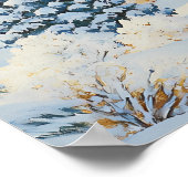 Poster Classic Winter Village with Snowy Church and Trees (Coin)