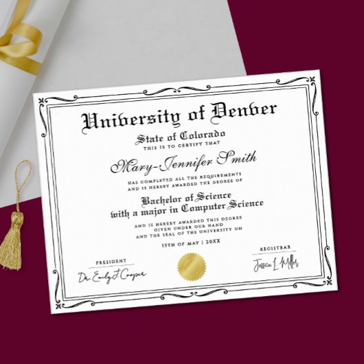 Poster Classical Black White School Certificate Diploma