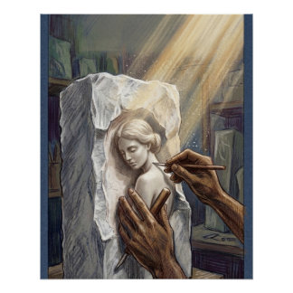 Poster  Classical Marble Carving Illustration