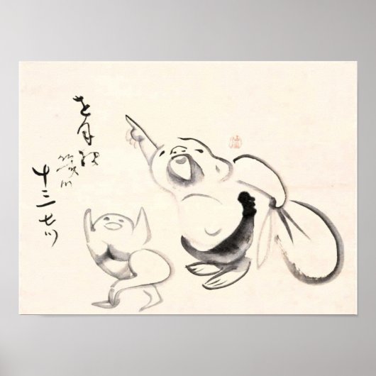 Poster Classics Zen - Gibon Sengai - Pointing Hotei (Devant)
