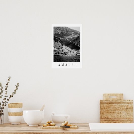 Poster classique Amalfi noir et blanc (Cuisine)