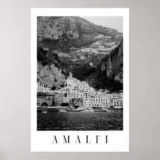Poster classique Amalfi noir et blanc (Devant)