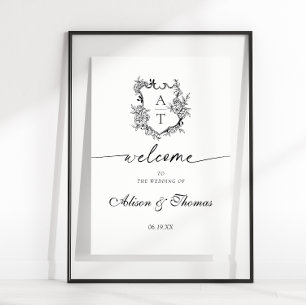 Poster Classique Bienvenue de mariage au blason Monogramm