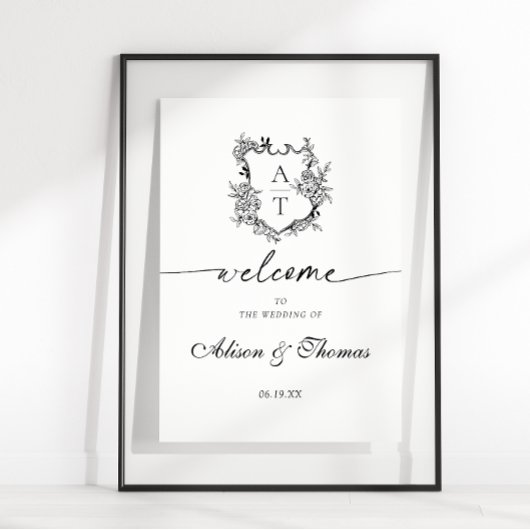 Poster Classique Bienvenue de mariage au blason Monogramm