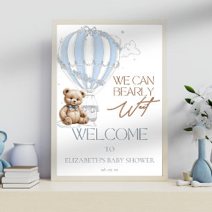 Poster Classique Cute Teddy Bear Balloon Bienvenue