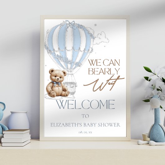 Poster Classique Cute Teddy Bear Balloon Bienvenue