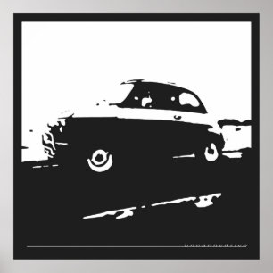 Poster Classique de Fiat 500 - blanc sur l'arrière - pla