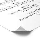 Poster Classique enseigne de menu de boissons de mariage  (Coin)