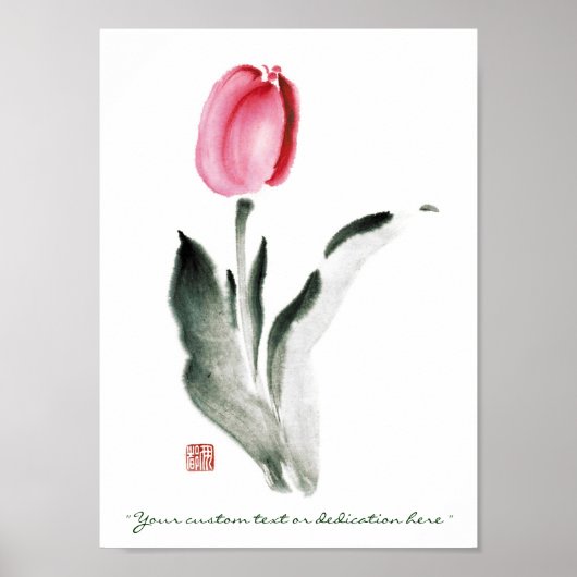 Poster Classique fleur de tulipe à l'encre sumi-e chinois (Devant)