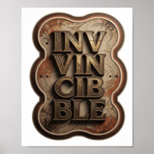 Poster Classique Or INVINCIBLE Art de texte 3D (Devant)