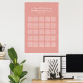 Poster Classique Rose Gold Rose Monogramme Plan de Table (Bureau à domicile)