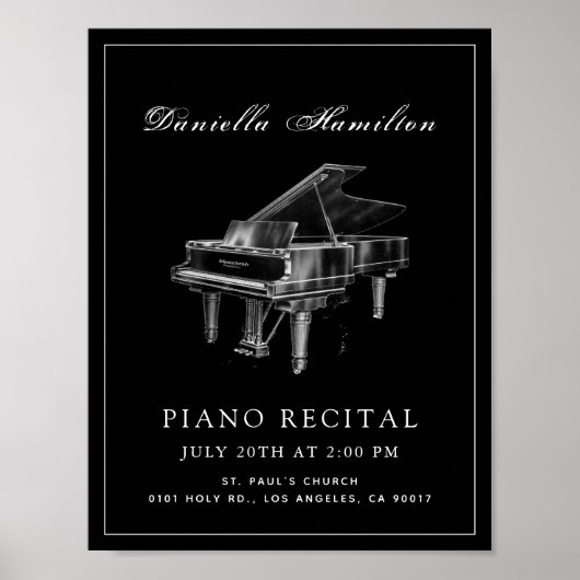 Poster Classique Simple Noir Piano Considérant (Devant)