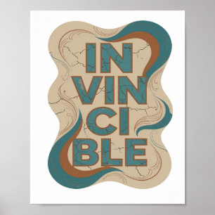 Poster Classique Teal INVINCIBLE Art de texte 3D