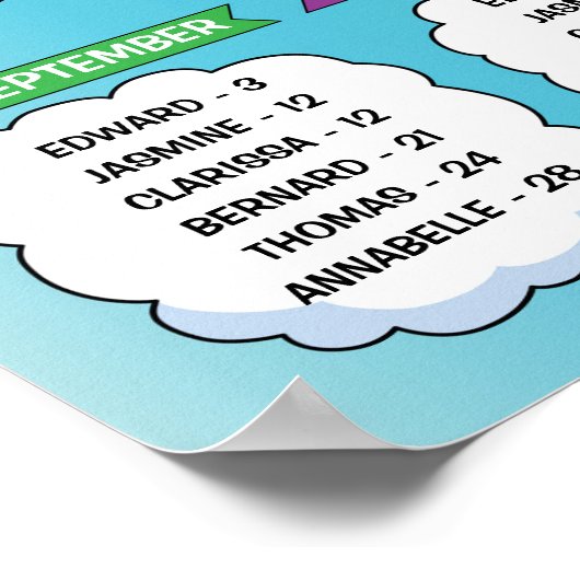 Poster Classroom Birthday Board in Hot Air Balloon Thème (Coin)