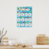 Poster Classroom Birthday Board in Hot Air Balloon Thème (Cuisine)