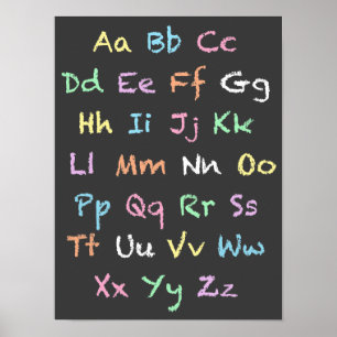 Poster Classroom Pastel Alphabet Chalkboard
