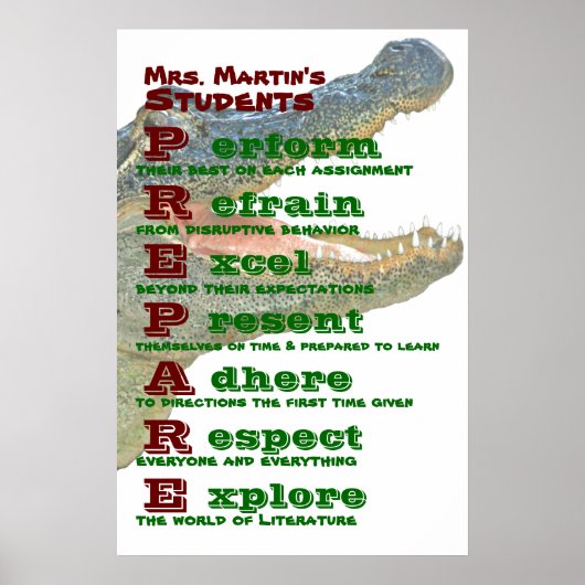Poster Classroom Rules / Guidelines (Devant)