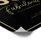 Poster Classy Black & Gold 50 & Fabuleux fête d'anniversa (Coin)