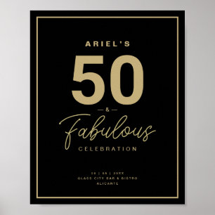 Poster Classy Black & Gold 50 & Fabuleux fête d'anniversa