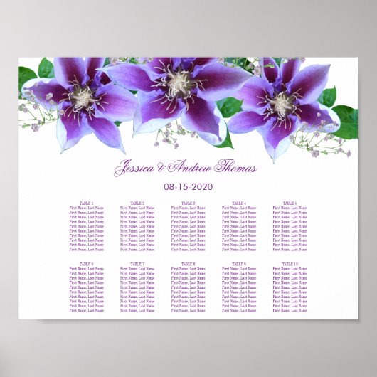 Poster Classy Chic Clematis Mariage Sein Chart (Devant)