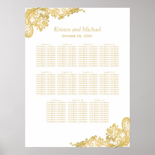 Poster Classy Gold Mariage en dentelle (Devant)