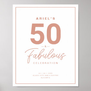 Poster Classy White Rose Gold 50&Fabuleux fête d'annivers