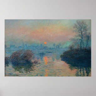 Poster Claude Monet - Coucher de soleil sur la Seine à La