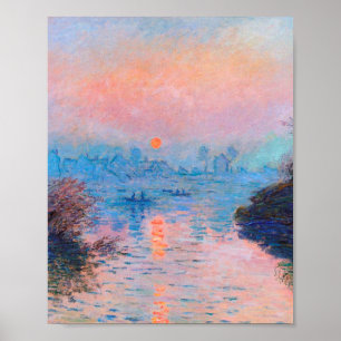 Poster Claude Monet - Coucher Du Soleil Sur La Seine