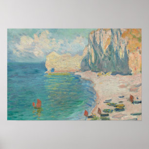 Poster Claude Monet - Etretat - La Plage et la Falaise