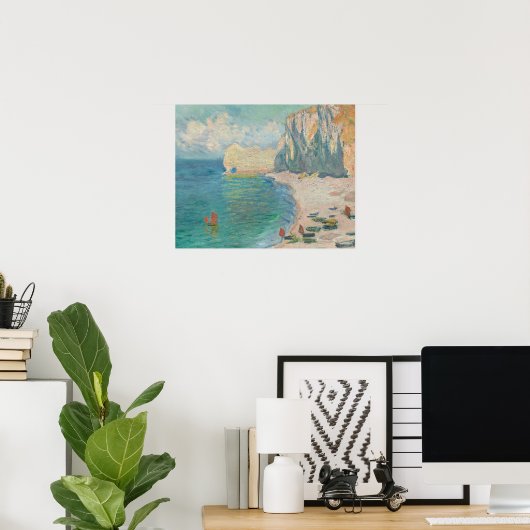 Poster Claude Monet - Etretat - La Plage et la Falaise (Bureau à domicile)