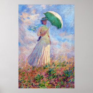 Poster Claude Monet - Femme à l'ombrellage tournée vers l