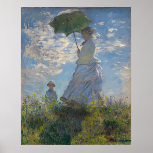 Poster Claude Monet - Femme avec Parasol La Promenade