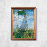 Poster Claude Monet Femme Avec Parasol Vieux Art Célèbre<br><div class="desc">Poster de Claude Monet,  Femme avec un parasol,  1800. Vieux tableau célèbre avec une fille en robe blanche tenant un parapluie vert sur un jardin ou une colline dans un style impressionniste. Licence CCO,  domaine public art. Cadre non inclus.</div>