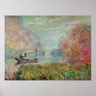Poster Claude Monet le studio de bateau sur la Seine,