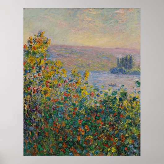 Poster Claude Monet ~ Lits Fleurs À Vetheuil (Devant)