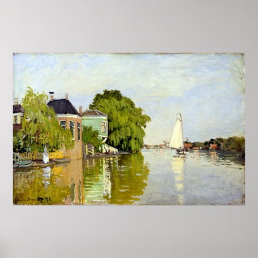 Poster Claude Monet Maisons sur l'Achterzaan (Devant)